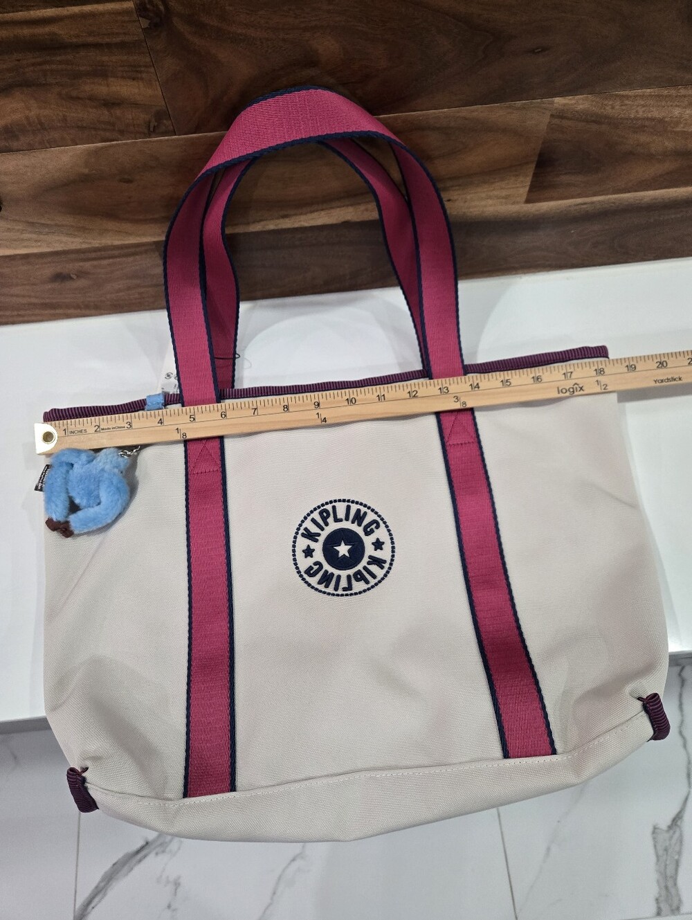 Kipling Tote Bag Beige & Pink Large PARK - Picture 14 of 15